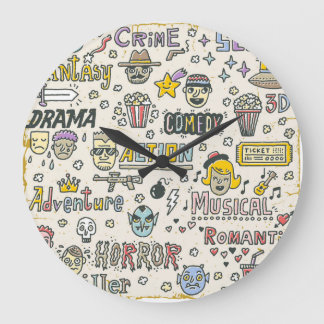 Reloj Redondo Grande Géneros de películas: TV muestra conjunto de doodl