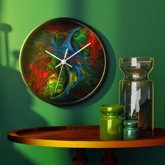 Reloj Redondo Grande Génesis Azul Resumen Ronda de Arte