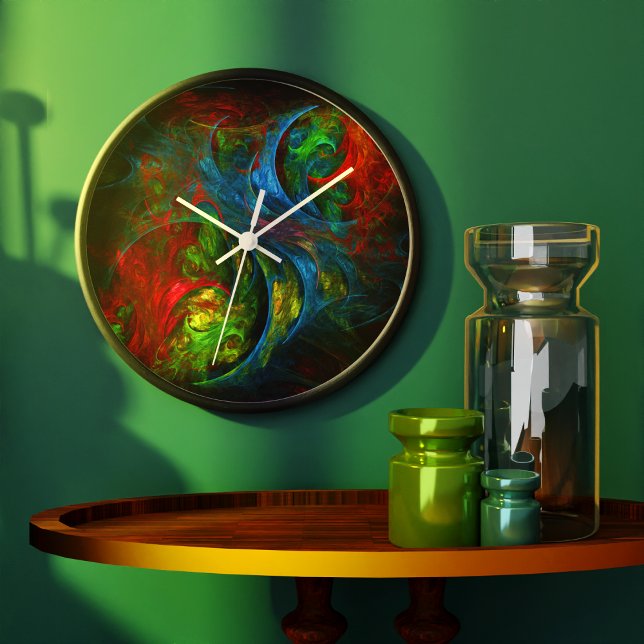 Reloj Redondo Grande Génesis Azul Resumen Ronda de Arte (Genesis Blue Abstract Art Round Wall Clock)