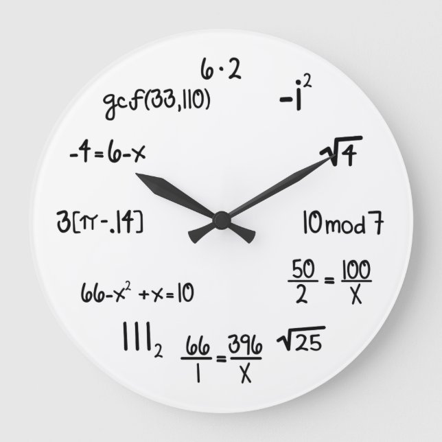 Reloj Redondo Grande Genio de matemáticas divertidas Geek (Anverso)