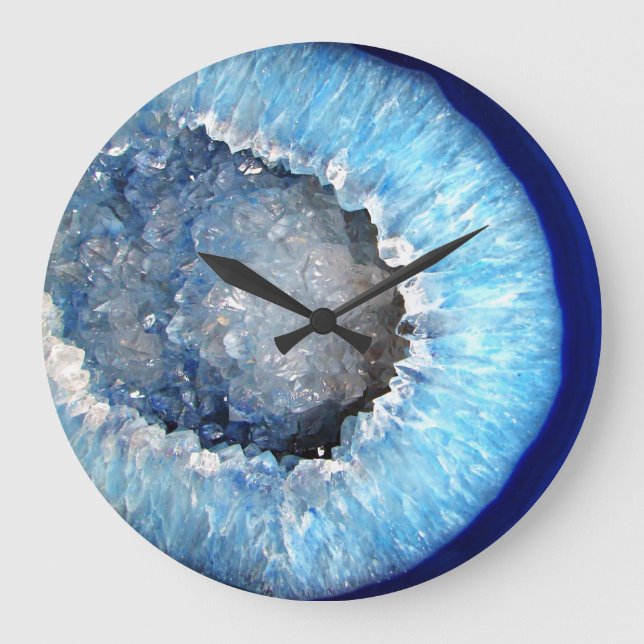 Reloj Redondo Grande Geode de cristal azul de caída (Anverso)