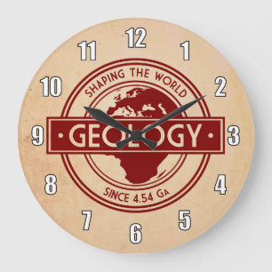 Reloj Redondo Grande Geología - Conformar el logotipo mundial (Europa/Á