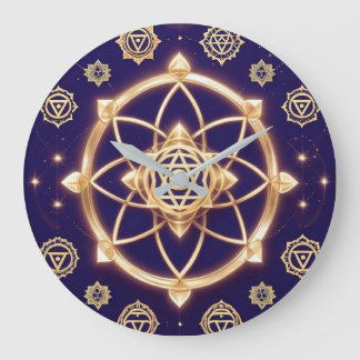 Reloj Redondo Grande Geometría Celestial de la Luz — Patrón Sagrado