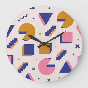 Reloj Redondo Grande Geometría de Memphis: Los años 90 sin costura de m