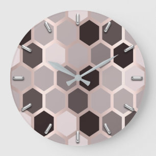 Reloj Redondo Grande Geometría gris mauve del Rosa Hexagone Honeycomb