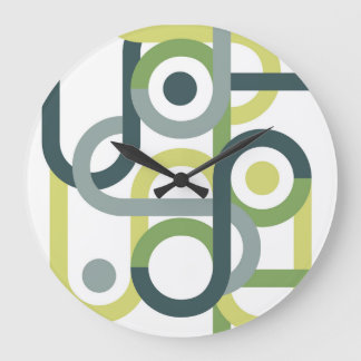 Reloj Redondo Grande Geometric abstract midcentury beige green throw pi