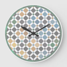 Reloj Redondo Grande Geometric Diamond Pattern Wall Clock – Modern Alha