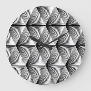 Reloj Redondo Grande Geométrica de diamante: diseño de cosecha monocrom