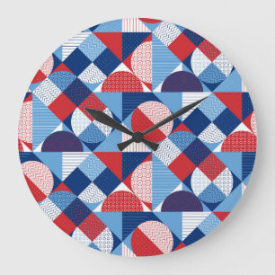 Reloj Redondo Grande Geométrica marina: patrón sin costuras de verano.