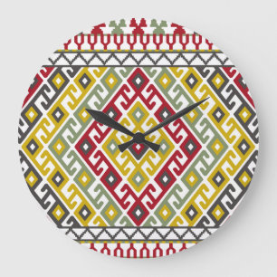 Reloj Redondo Grande Geométrica turca india: mosaico de fondo vintage