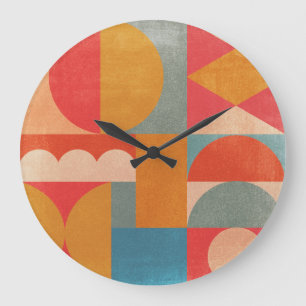 Reloj Redondo Grande Geométrico abstracto: textura de papel de época