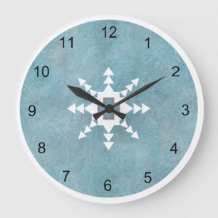 Reloj Redondo Grande Geométrico de copo de nieve de invierno turquesa d