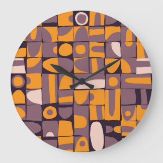 Reloj Redondo Grande Geométrico de Disquetería: Patrón de formas antigu
