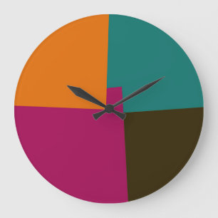 Reloj Redondo Grande Geométrico de los colores retro modernos #8