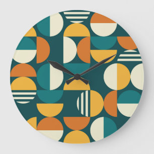 Reloj Redondo Grande Geométrico De Mediano Siglo: Diseño Retro Minimali