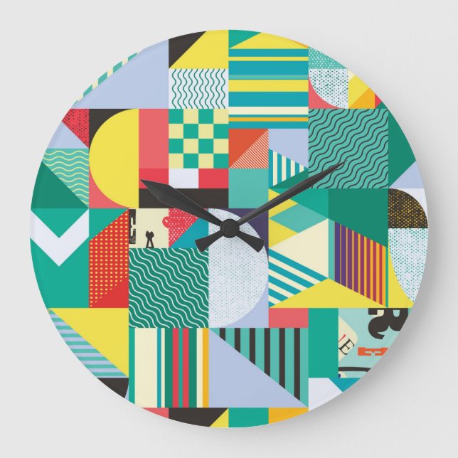 Reloj Redondo Grande Geométrico decorativo: Elementos del patrón de cos (Anverso)
