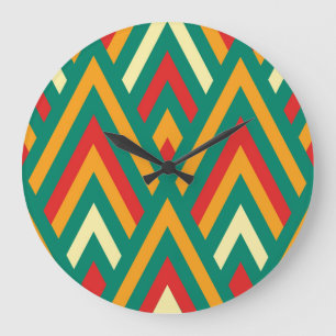Reloj Redondo Grande Geométrico Decorativo: Resumen Vintage Sin Marea.