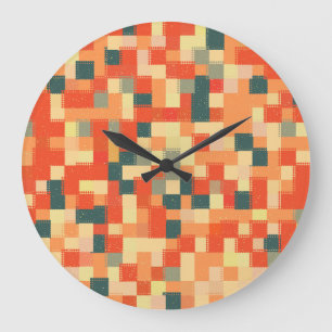 Reloj Redondo Grande Geométrico Grande: Patrón Abstracto Sin Marea.