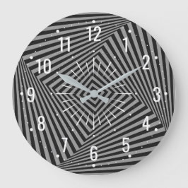 Reloj Redondo Grande Geométrico Gris y Negro único