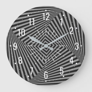 Reloj Redondo Grande Geométrico Gris y Negro Único