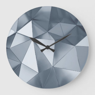 Reloj Redondo Grande Geométrico Metalizado: Patrón tridimensional