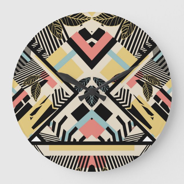 Reloj Redondo Grande Geométrico minimalista: diseño de patrones (Anverso)