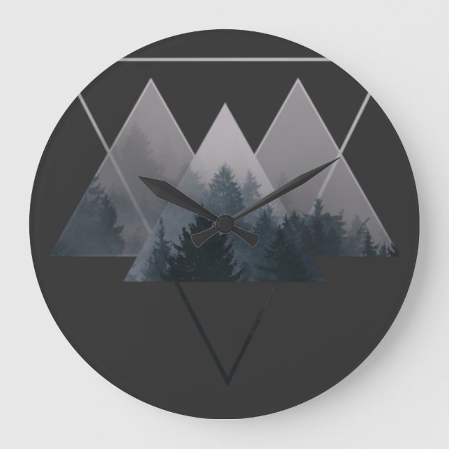 Reloj Redondo Grande Geometry Triangles Misty Fores (Anverso)