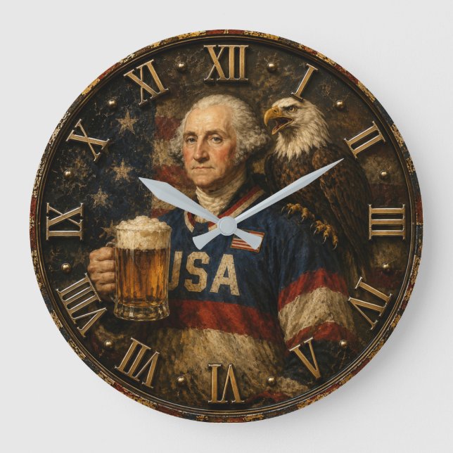 Reloj Redondo Grande George Washington Patriotic (Anverso)