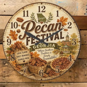Reloj Redondo Grande Georgia Pecan Festival Southern Harvest
