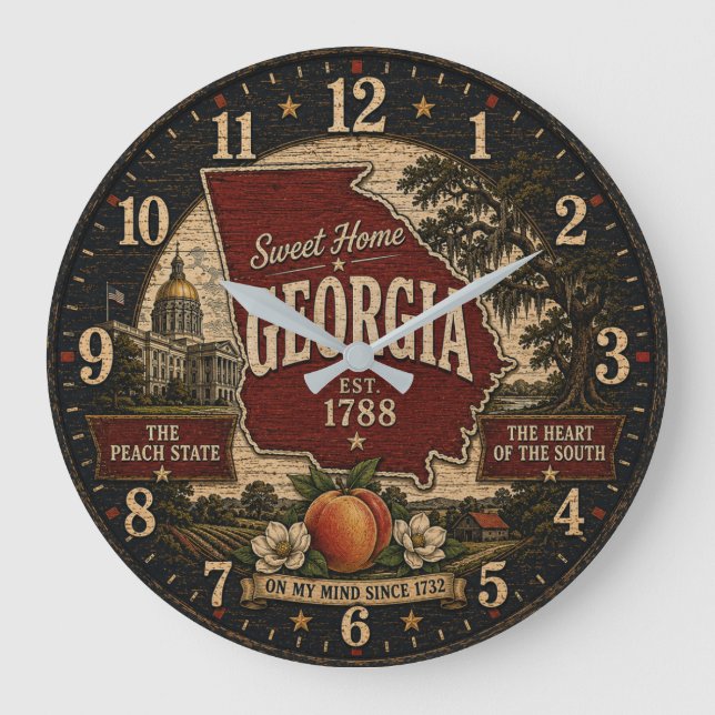 Reloj Redondo Grande Georgia State Peach Blossom (Anverso)