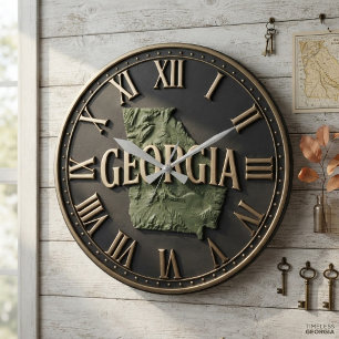 Reloj Redondo Grande Georgia Topographic State Map Bold Modern