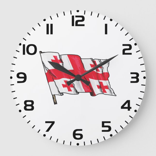 Reloj Redondo Grande Georgian Flag Red and White Cross (Anverso)