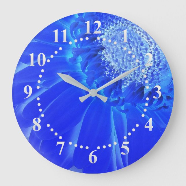 Reloj Redondo Grande gerbera azul eléctrico (Anverso)
