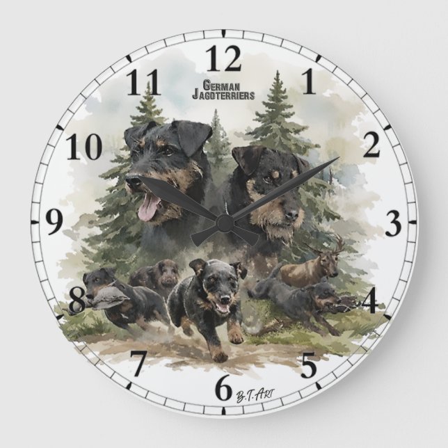 Reloj Redondo Grande German Jagdterriers (Anverso)