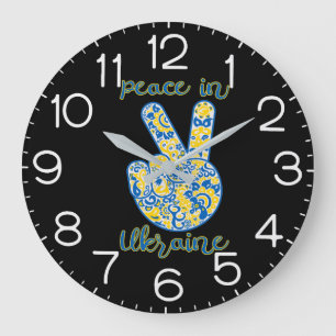 Reloj Redondo Grande Gesto de victoria y señas de paz en Ucrania