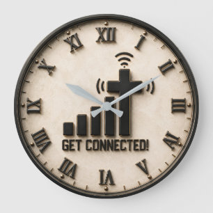 Reloj Redondo Grande Get Connected Christian Cross WiFi Faith