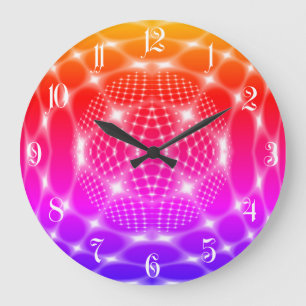Reloj Redondo Grande Gglob rojo neón fractal