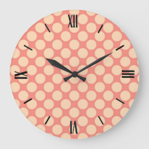 Reloj Redondo Grande Giant retro dots - Sherbet orange