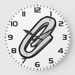 Reloj Redondo Grande Giant Silver Paperclip Oficina y Papelería