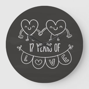 Reloj Redondo Grande Gift Chalk Hearts, un regalo de 17 años