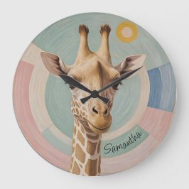 Reloj Redondo Grande Gigante suave: Pastel Giraffe