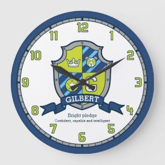 Reloj Redondo Grande Gilbert boys nombre que significa letra G oso azul
