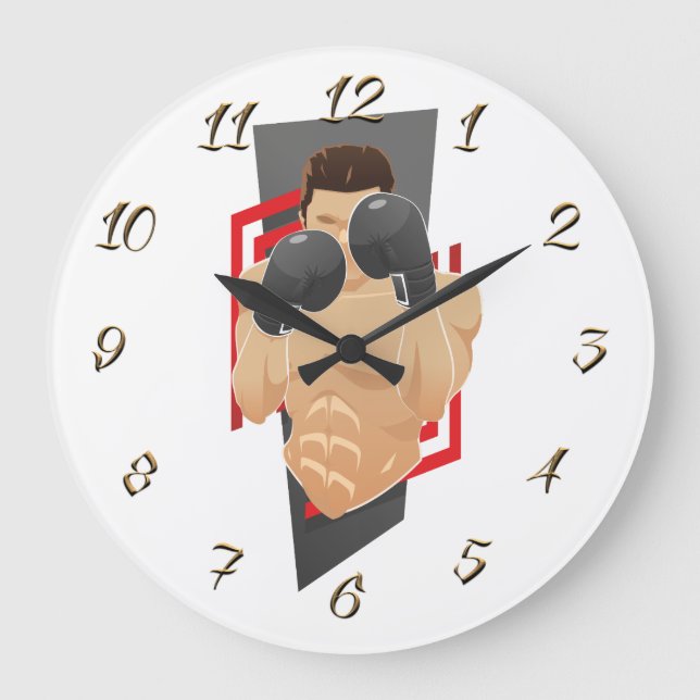 Reloj Redondo Grande Gimnasio de boxeo (Anverso)