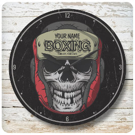 Reloj Redondo Grande Gimnasio de Boxer Fight Club Skeleton Boxing Perso
