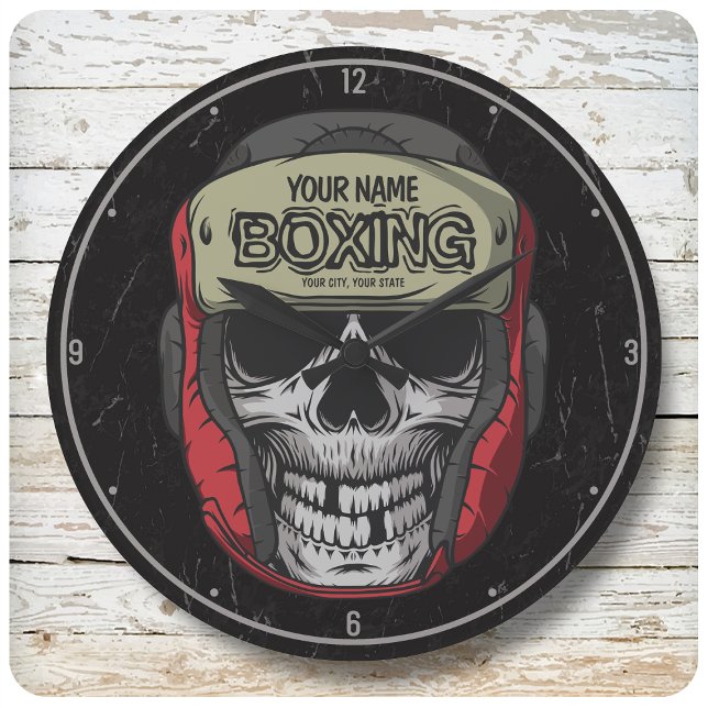 Reloj Redondo Grande Gimnasio de Boxer Fight Club Skeleton Boxing Perso (Subido por el creador)