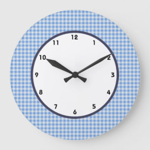 Reloj Redondo Grande gingham check blue and white clock
