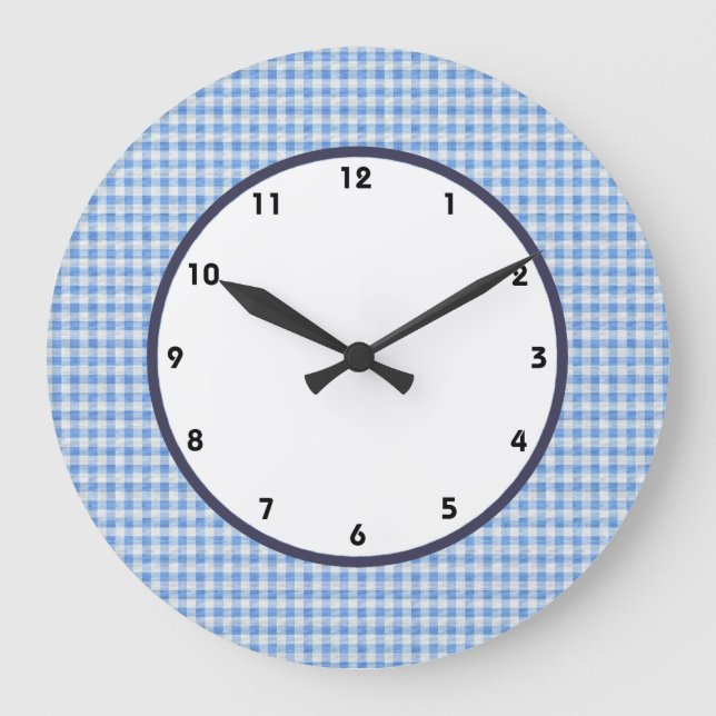 Reloj Redondo Grande gingham check blue and white clock (Anverso)