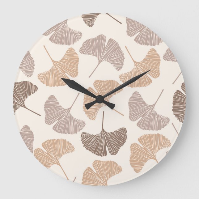 Reloj Redondo Grande Ginkgo biloba: diseño seco sin costura. (Anverso)