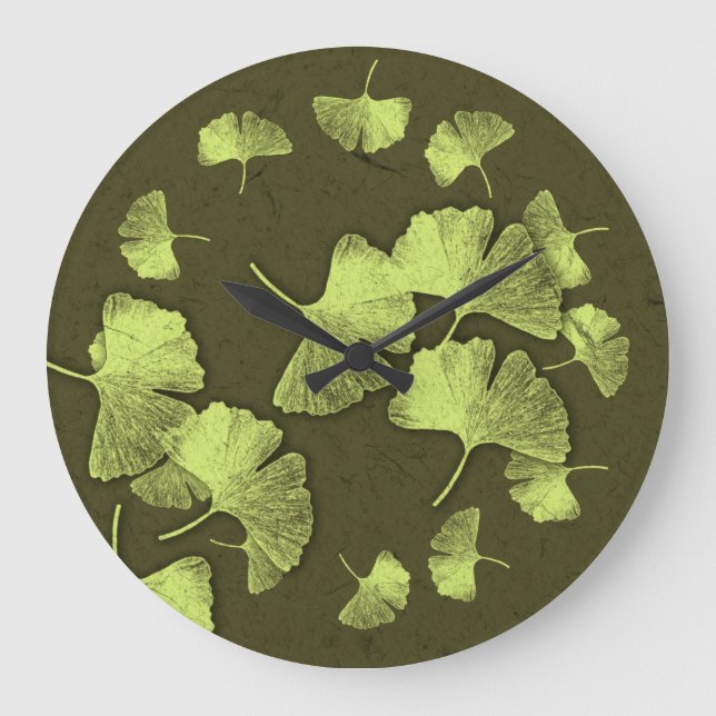 Reloj Redondo Grande Ginkgo Leaves (Anverso)