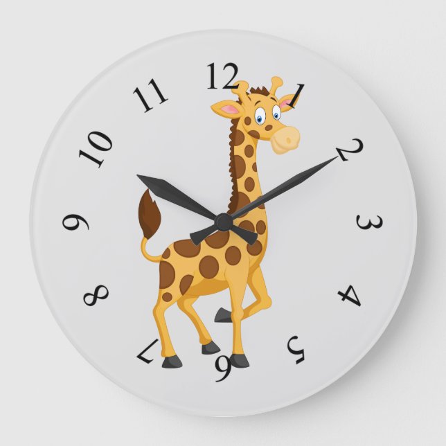 Reloj Redondo Grande Girafa animada de Cute (Anverso)